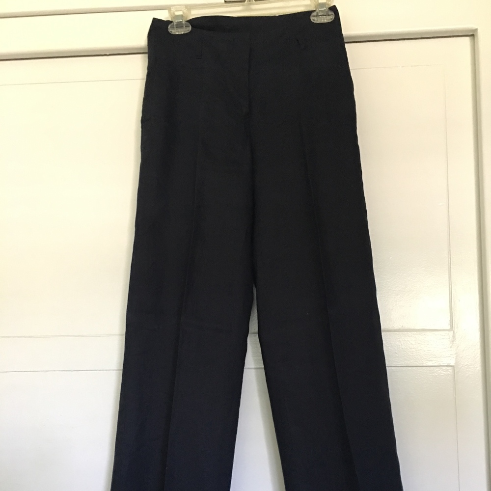 Navy linen wide leg pants